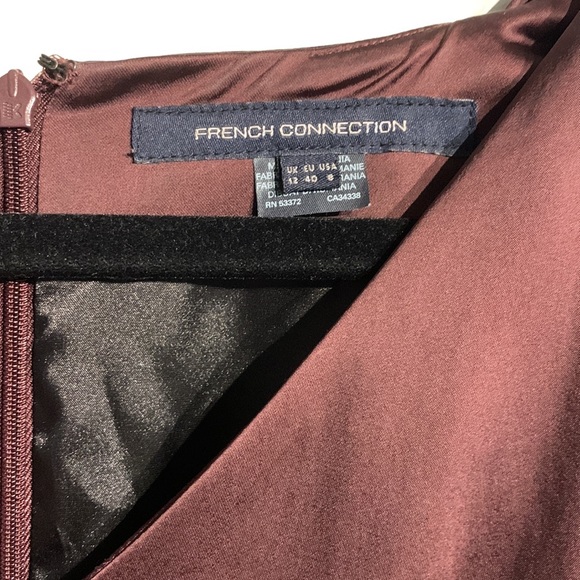 French Connection purple satin party dress with ruffle sleeves - Picture 3 of 11